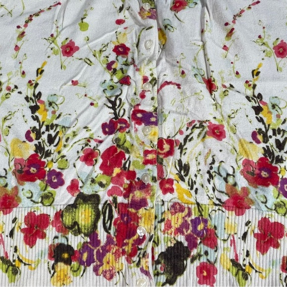 Ann Taylor Loft size Large floral button down short sleeve sweater/cardigan EUC - Picture 7 of 14